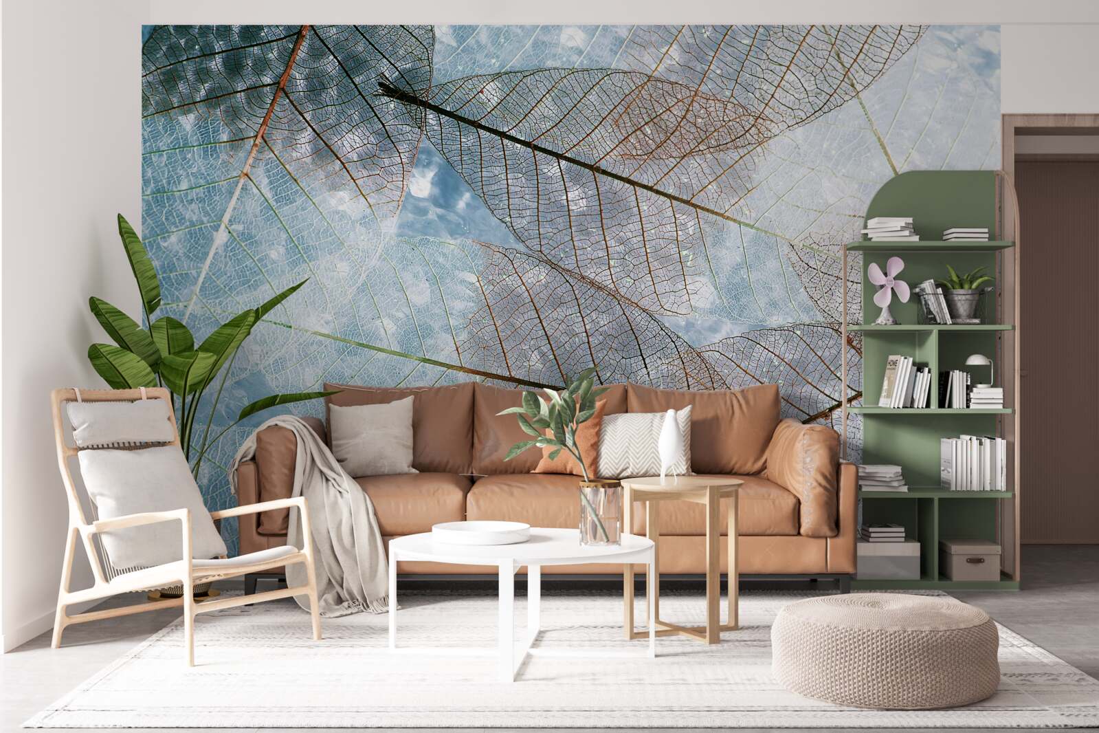 Fototapet frunze transparente pe cer