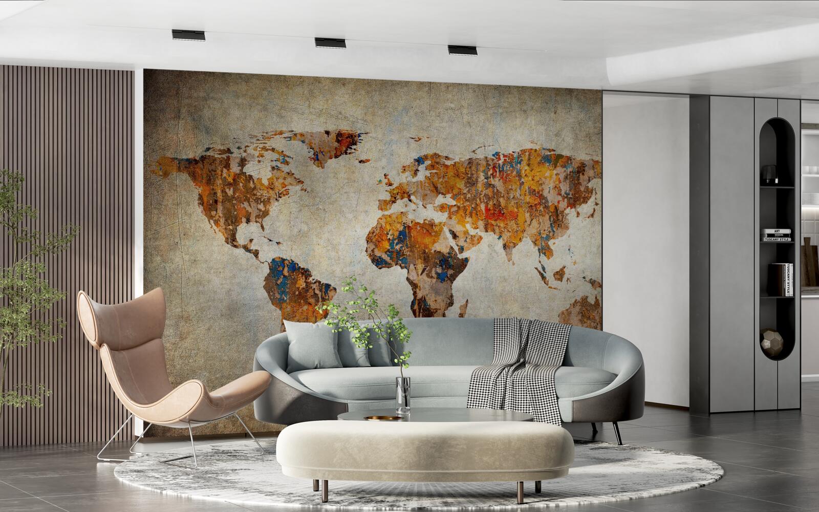 Fototapet o pânză care descrie lumea în stil grunge