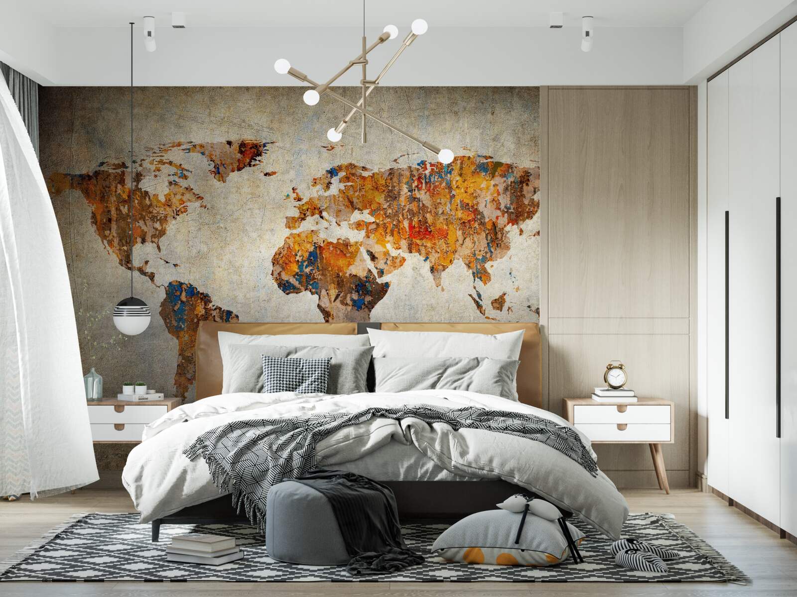 Fototapet o pânză care descrie lumea în stil grunge