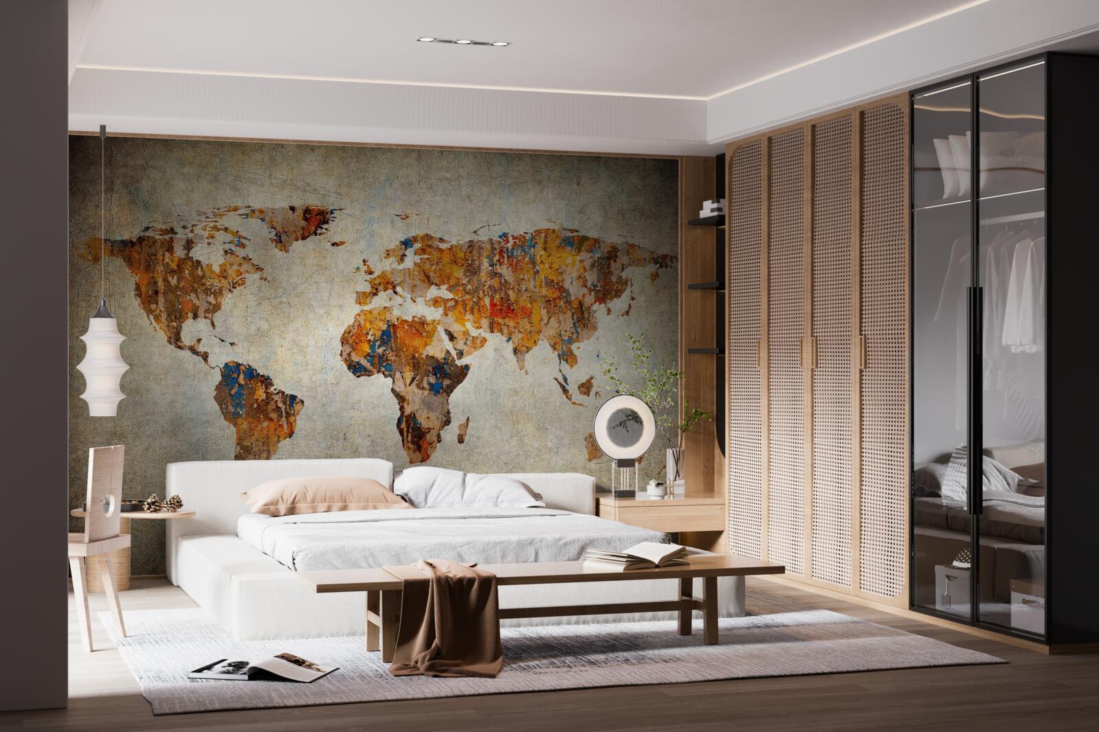 Fototapet o pânză care descrie lumea în stil grunge