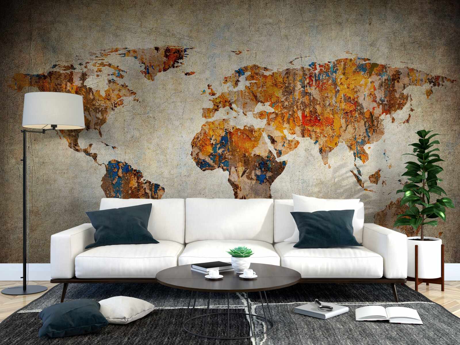 Fototapet o pânză care descrie lumea în stil grunge