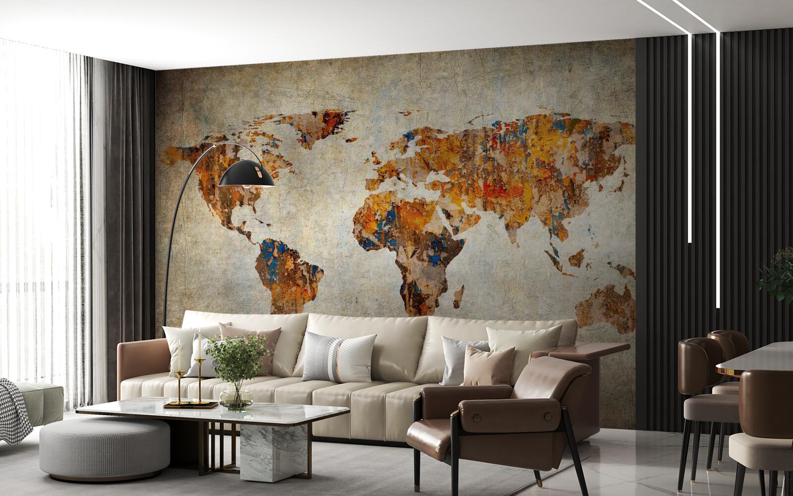 Fototapet o pânză care descrie lumea în stil grunge