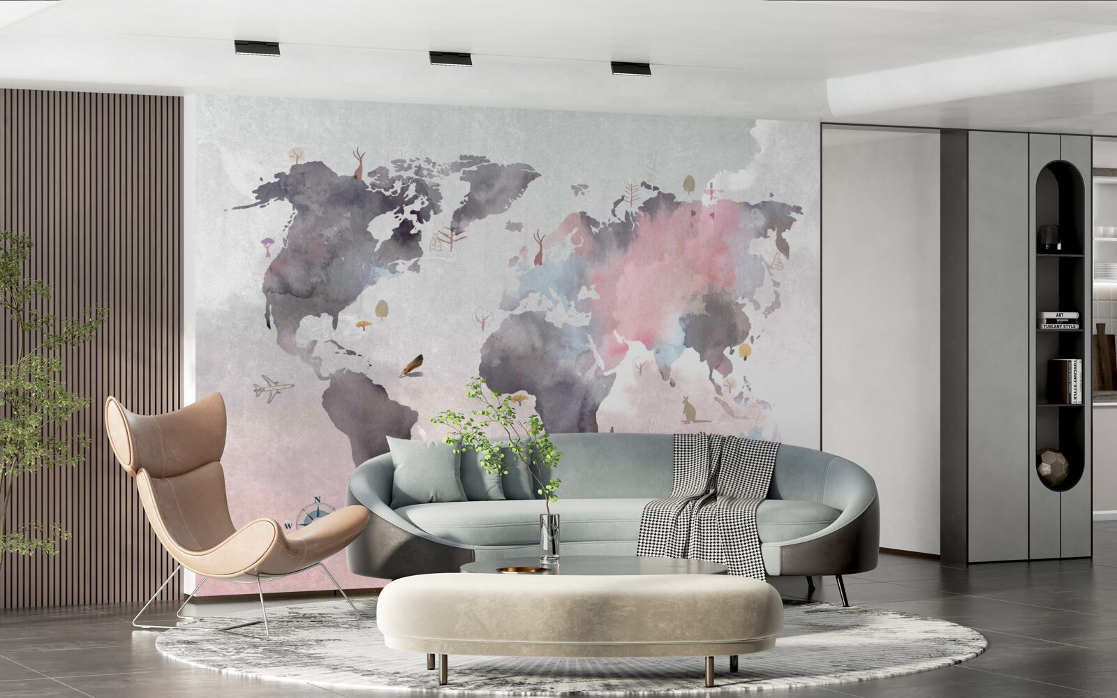 Fototapet hartă a lumii realizată în acuarelă