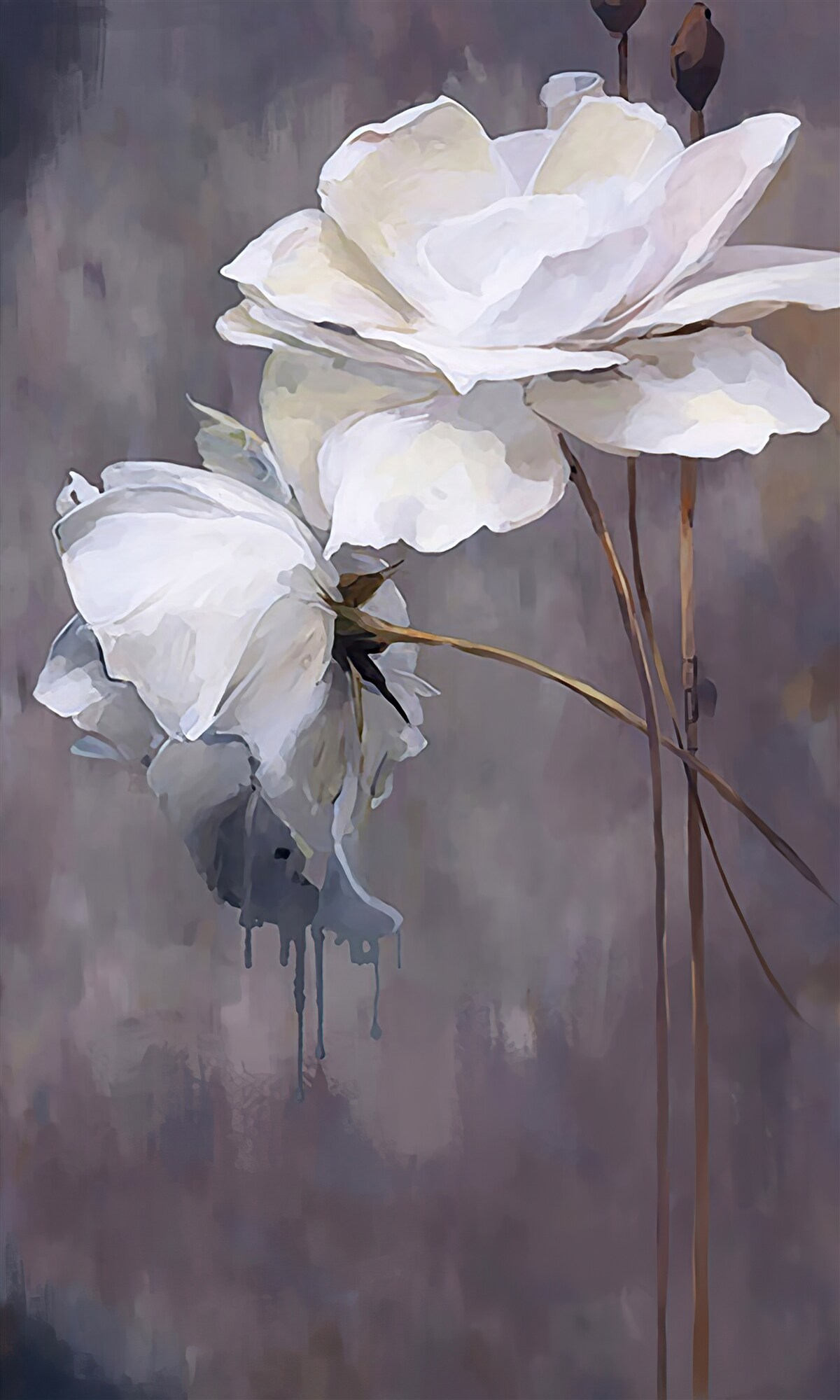 Fototapet două flori albe mari