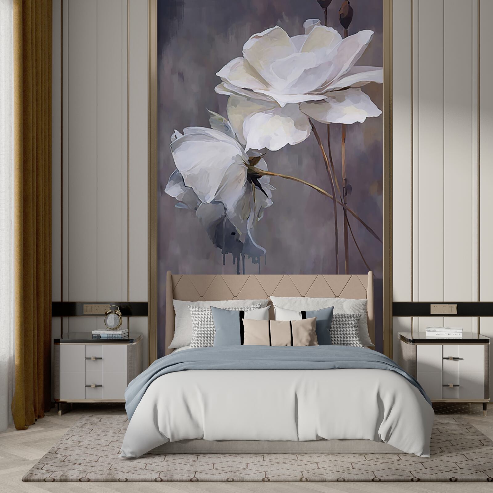 Fototapet două flori albe mari