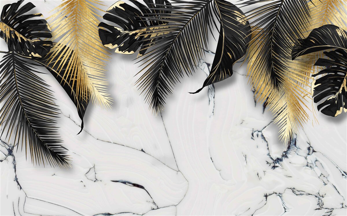 Fototapet marmura este presărată cu frunze maro și negre