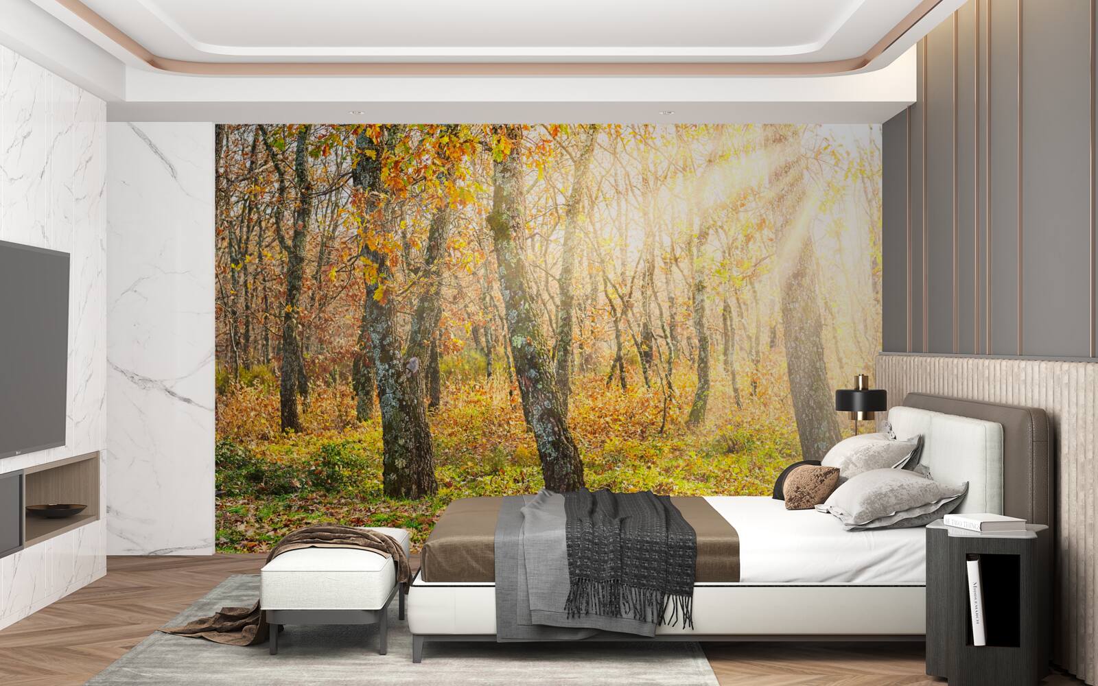 Fototapet Zori în tufișul de toamnă