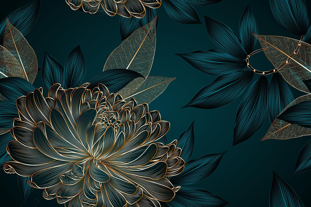 Fototapet păpădie și foiță de aur