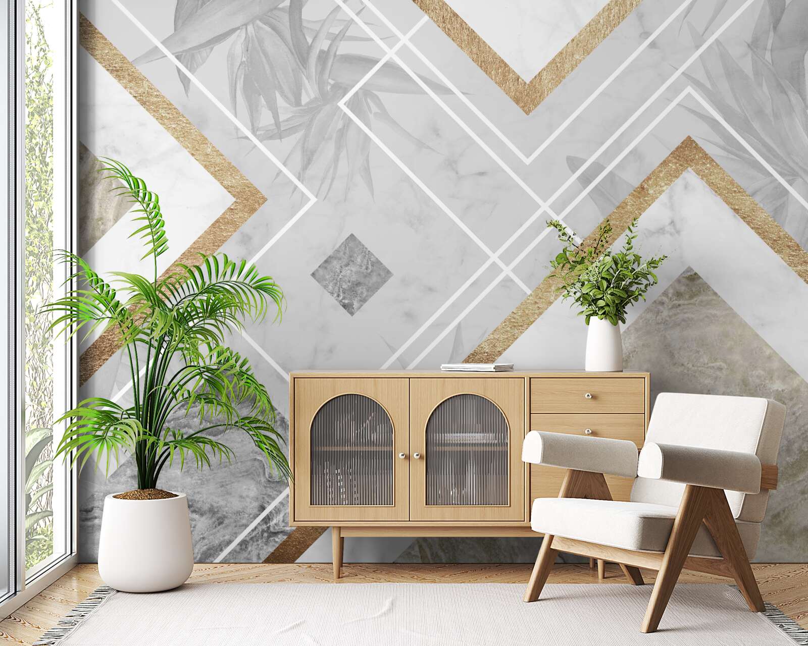 Fototapet linii dreptunghiulare pe marmură