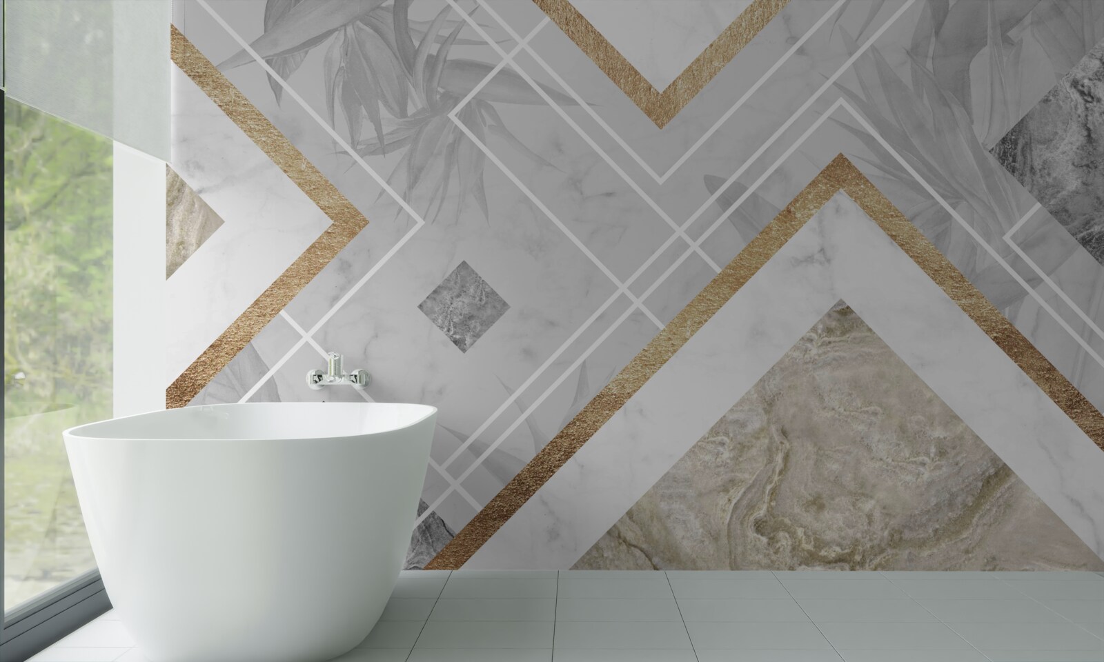 Fototapet linii dreptunghiulare pe marmură