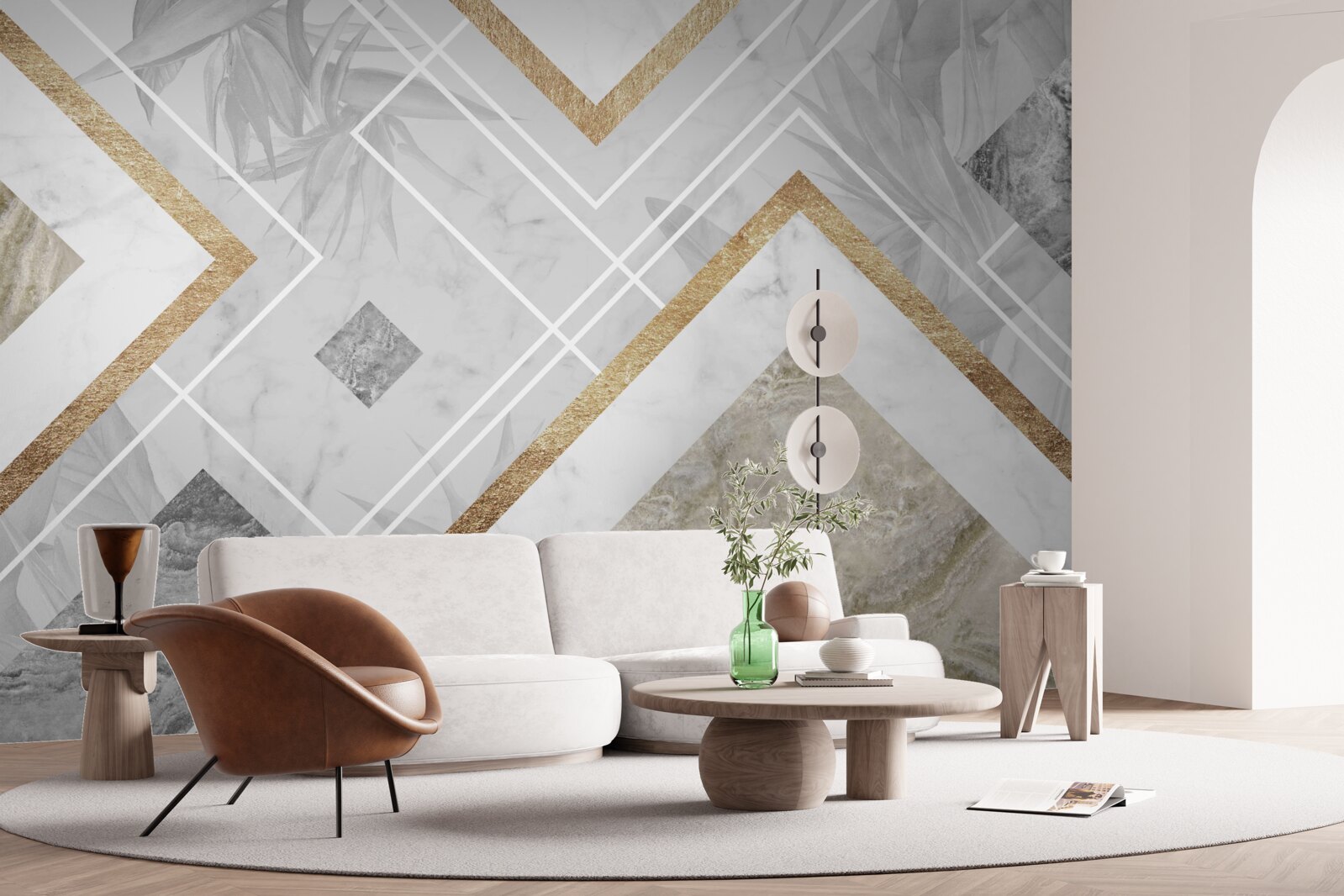 Fototapet linii dreptunghiulare pe marmură