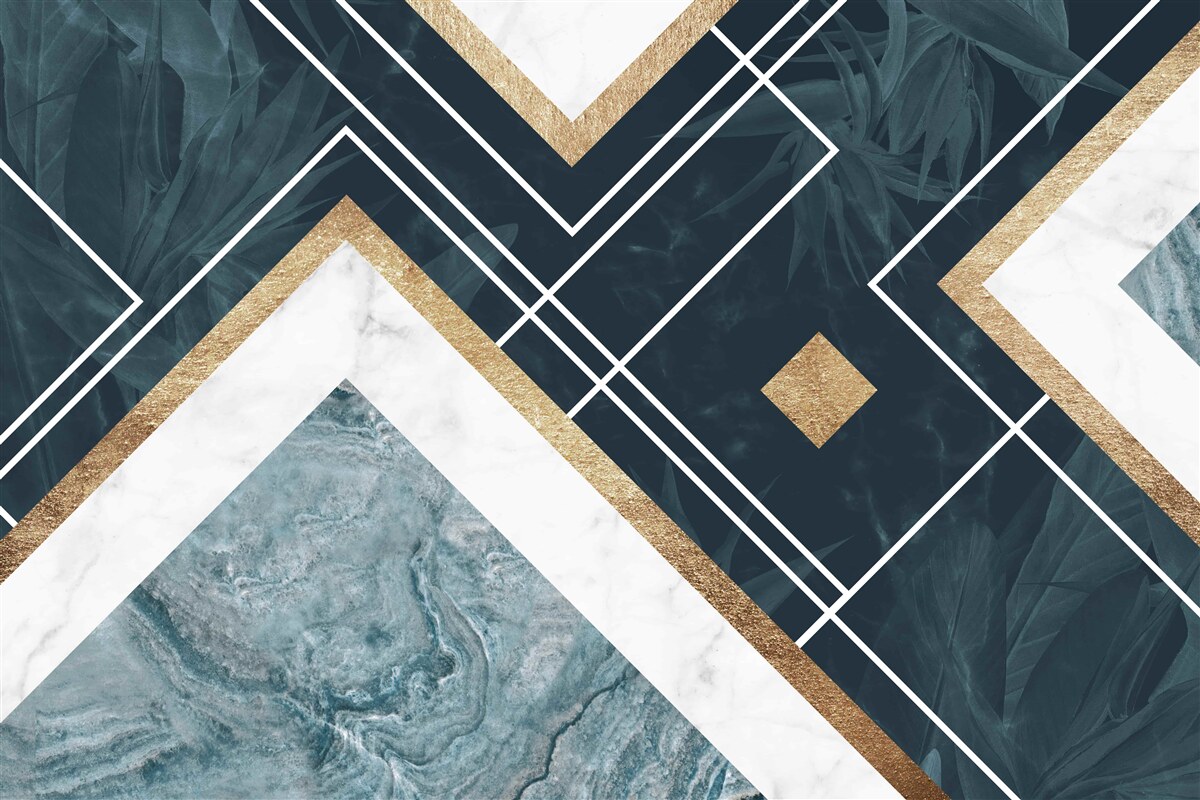 Fototapet mozaic albastru cu elemente albe