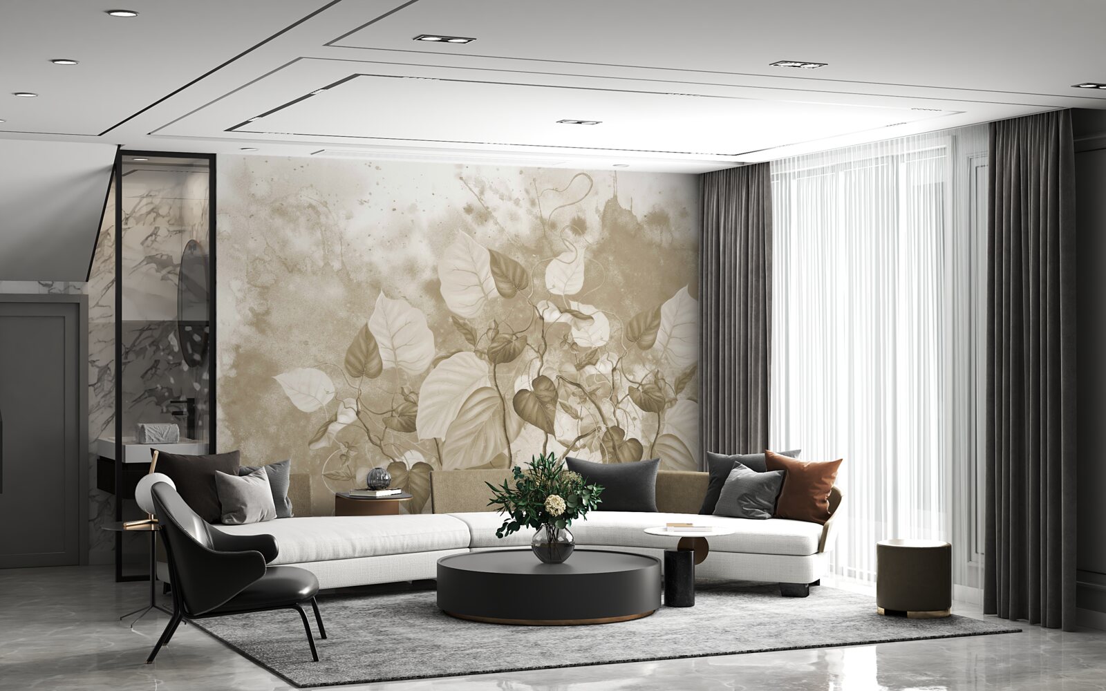 Fototapet dimineața pe pajiște este învăluită în ceață