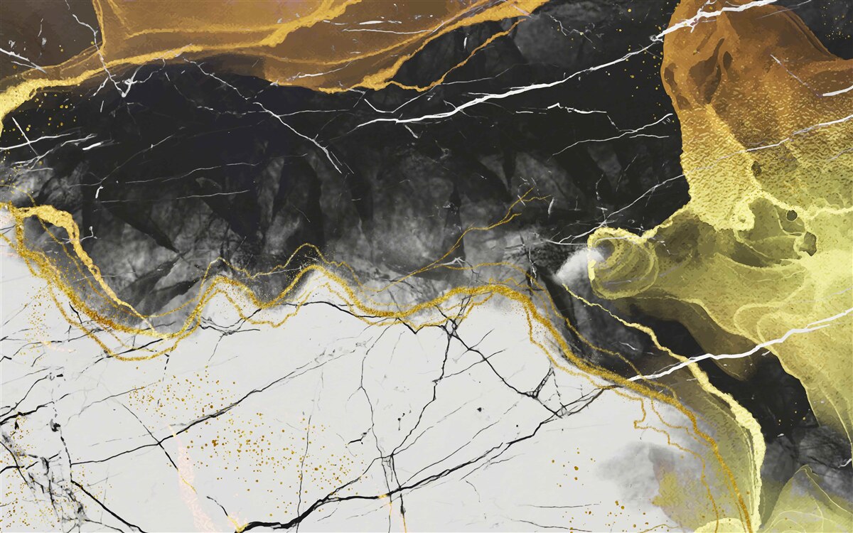 Fototapet marmură albă și neagră cu tonuri aurii
