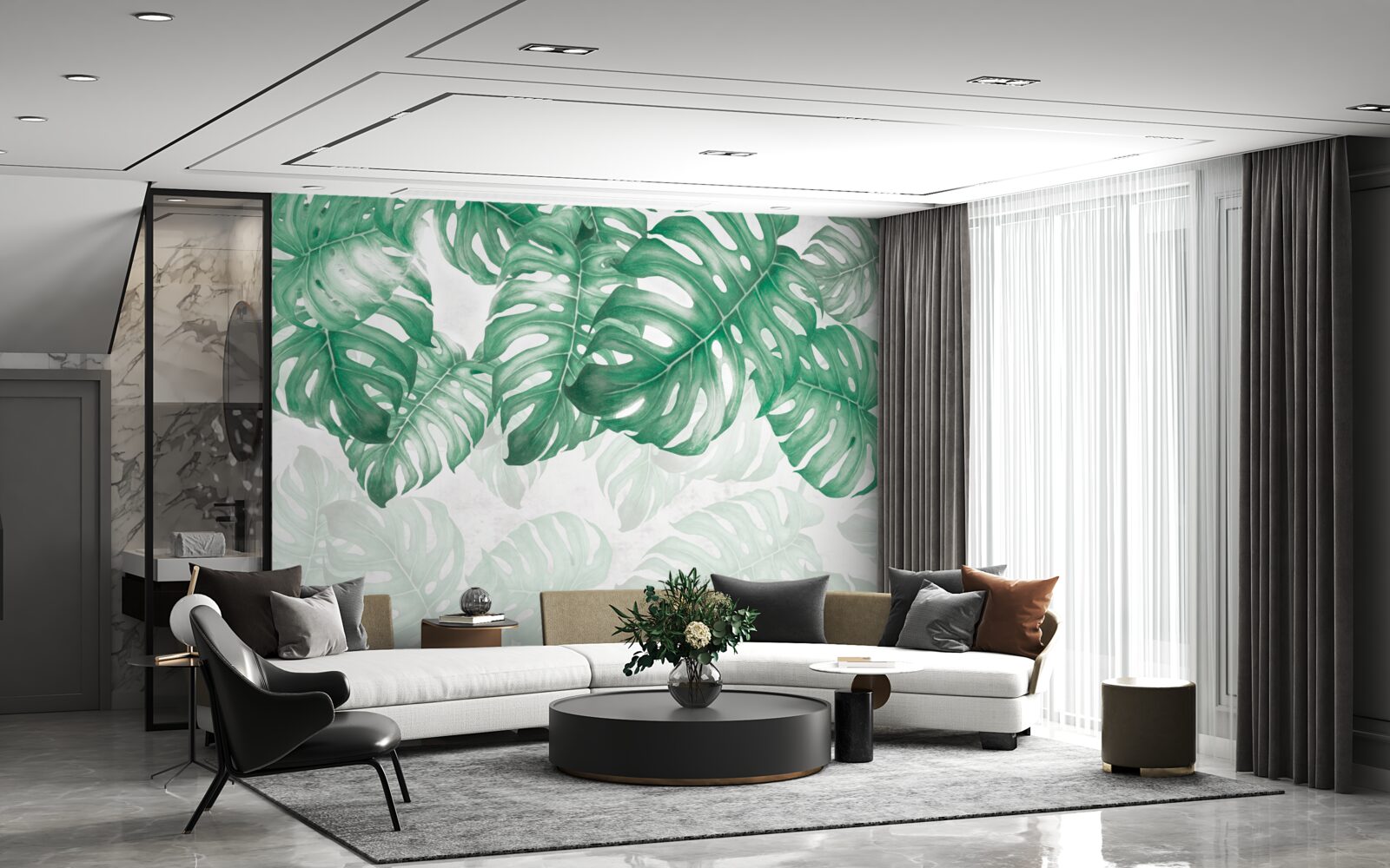 Fototapet frunze de ferigă pe un fundal deschis