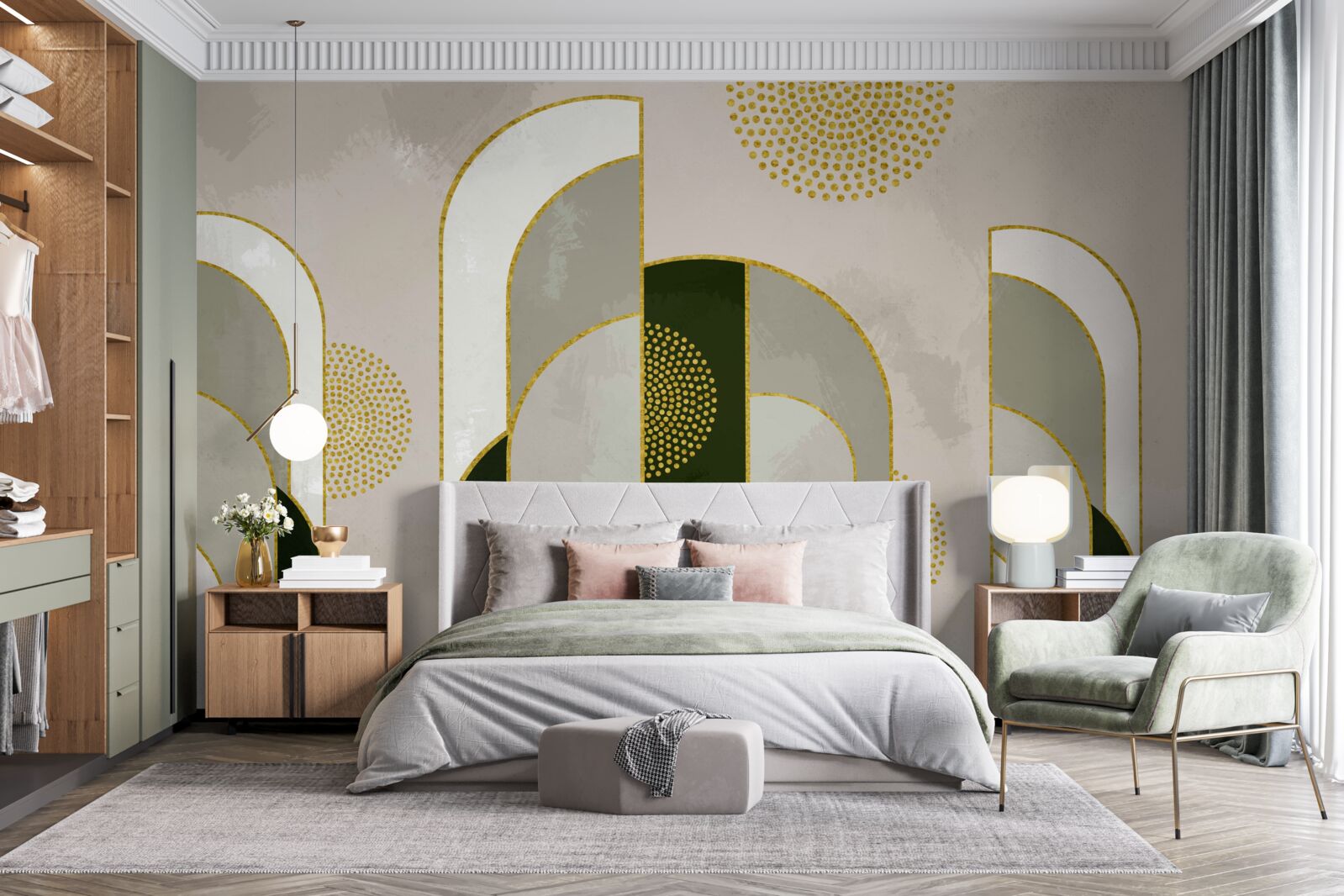 Fototapet Strălucea deasupra ceții groase din pădure