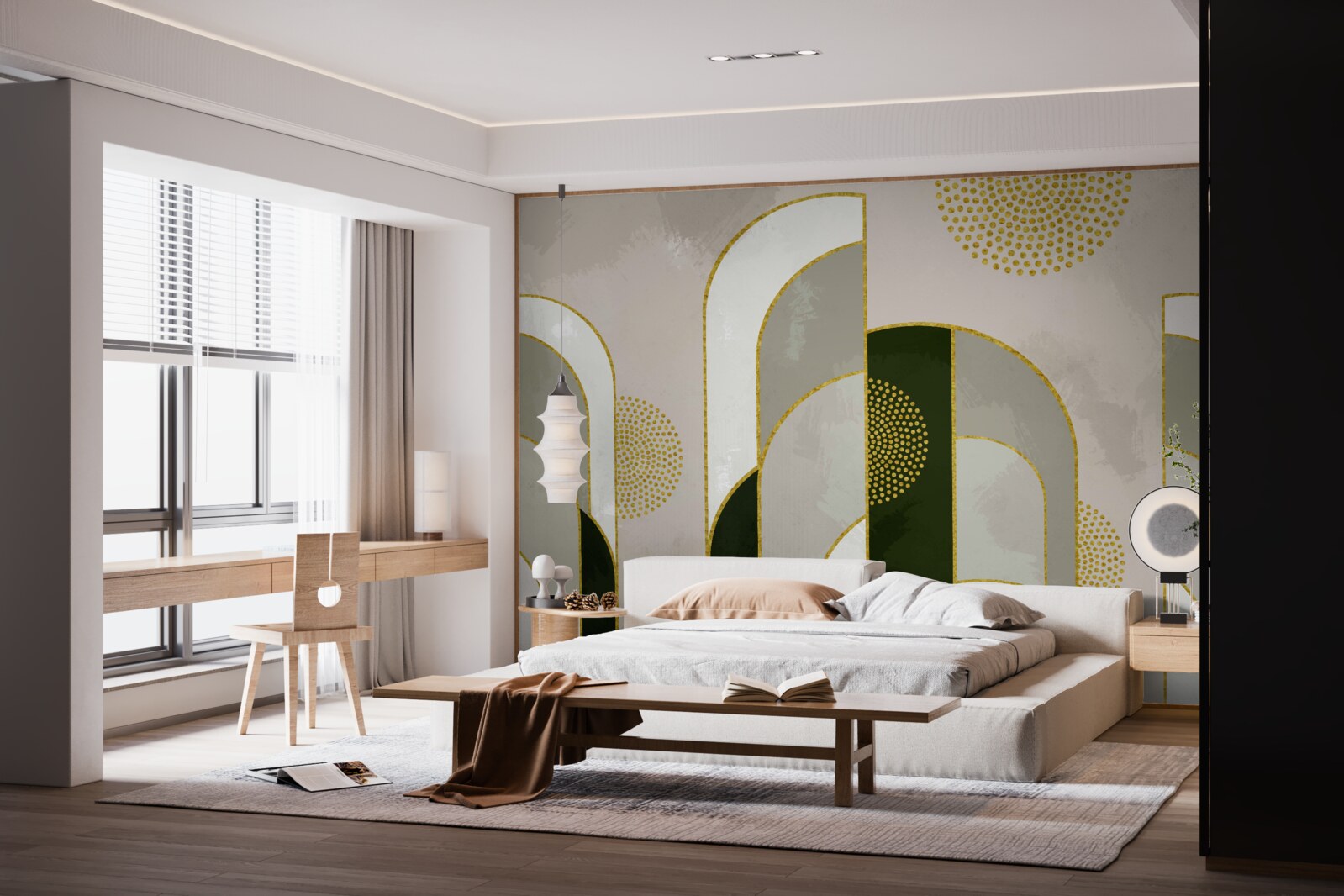 Fototapet Strălucea deasupra ceții groase din pădure