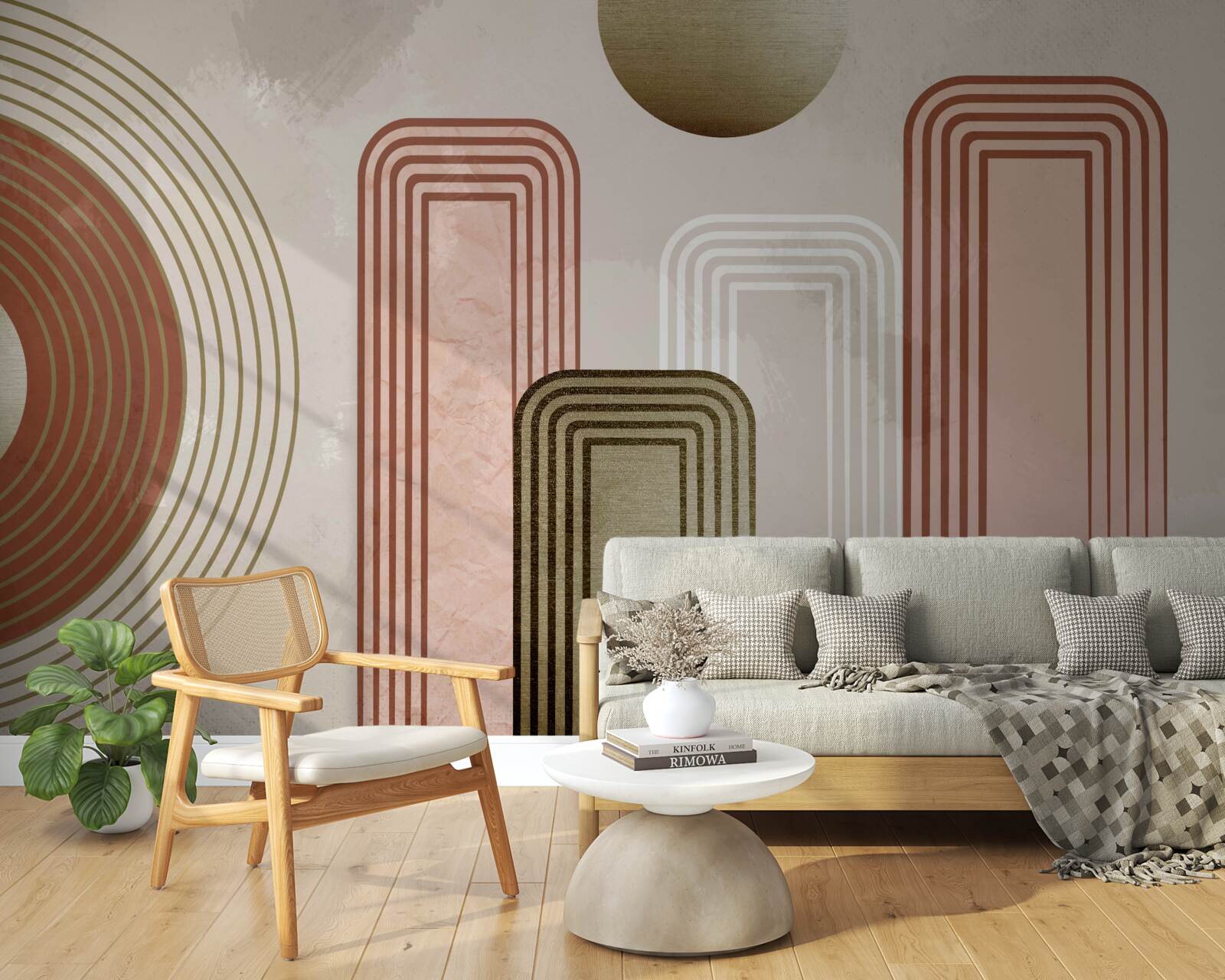 Fototapet liniile sunt dreptunghiulare, pictate în nuanțe pastelate moi