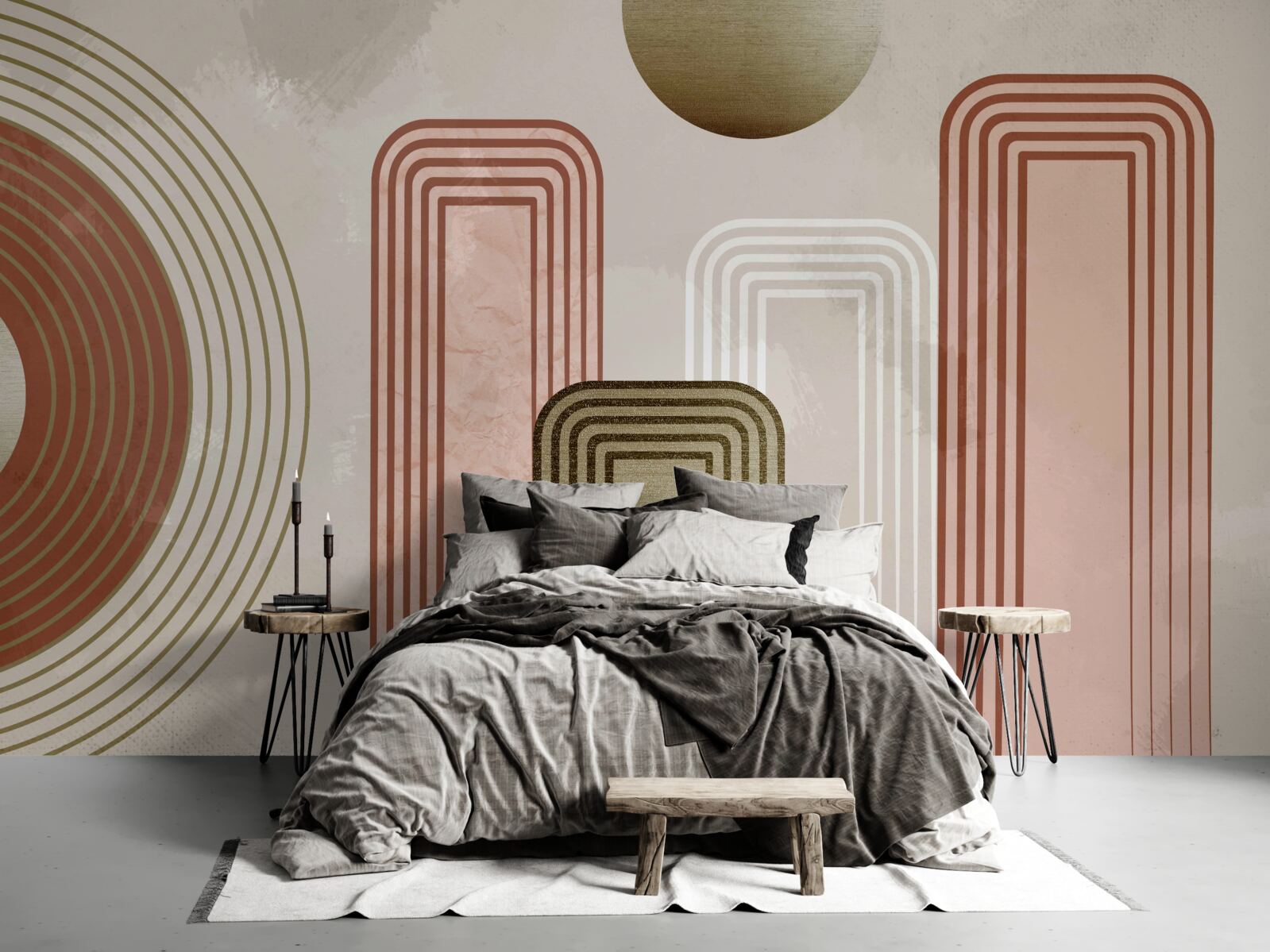 Fototapet liniile sunt dreptunghiulare, pictate în nuanțe pastelate moi