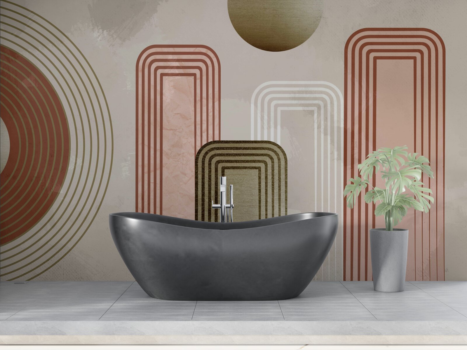 Fototapet liniile sunt dreptunghiulare, pictate în nuanțe pastelate moi