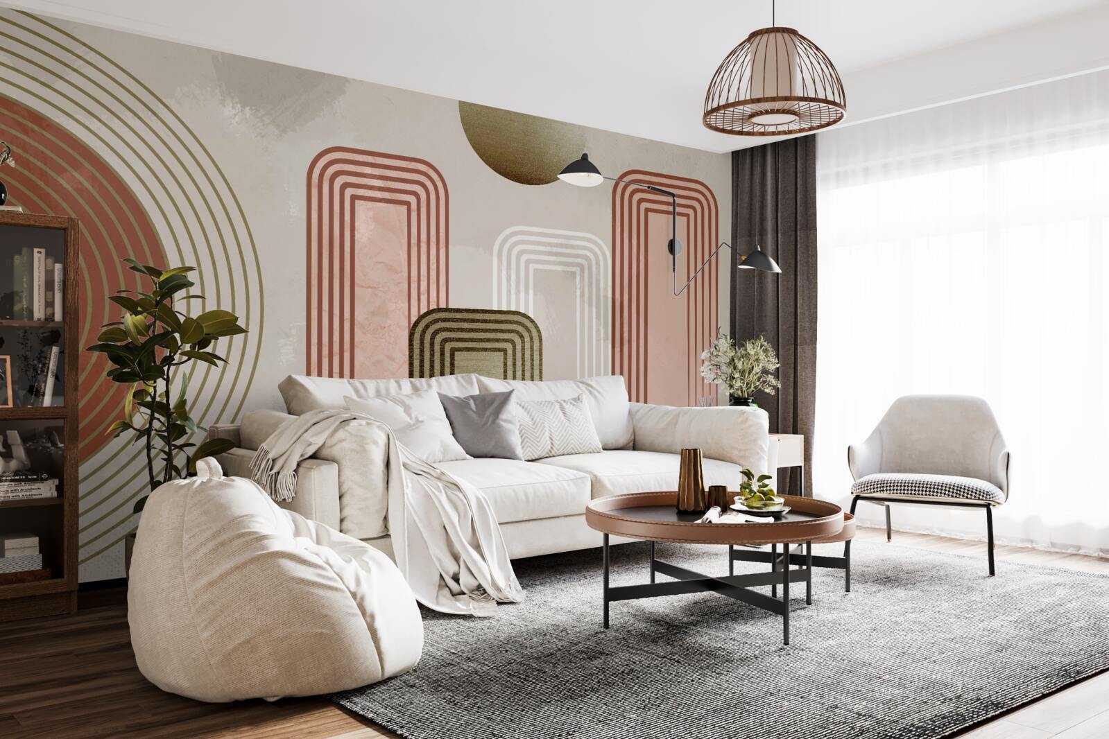 Fototapet liniile sunt dreptunghiulare, pictate în nuanțe pastelate moi