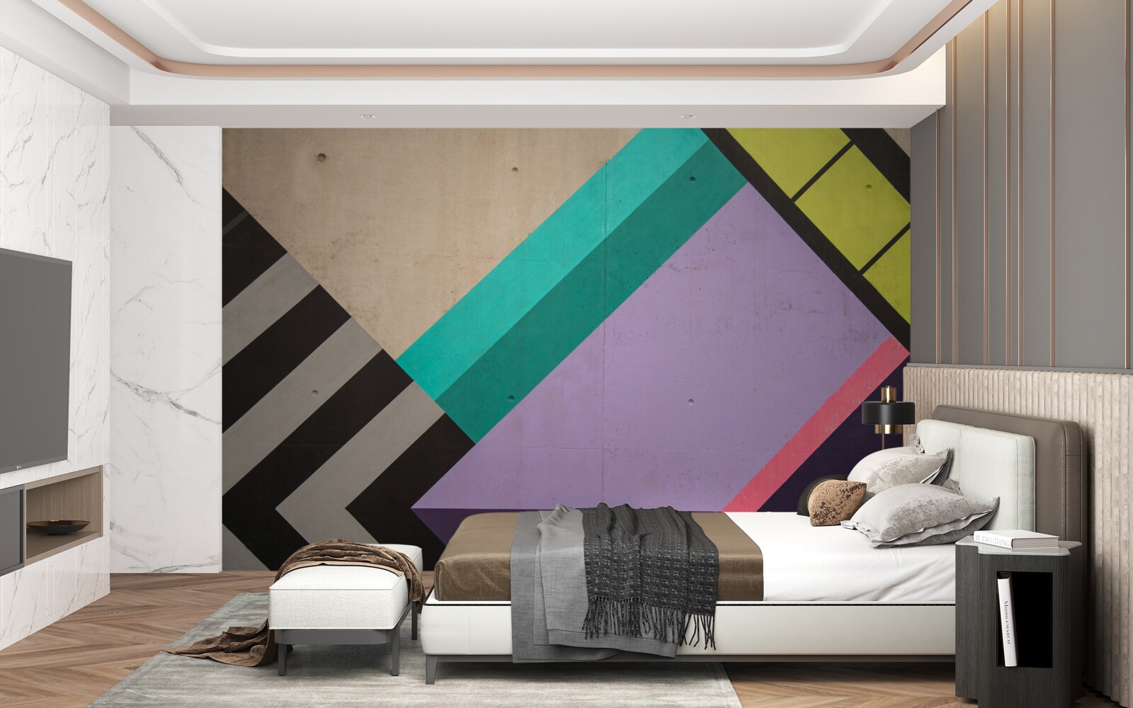 Fototapet dreptunghiuri colorate sunt afișate în oglindă