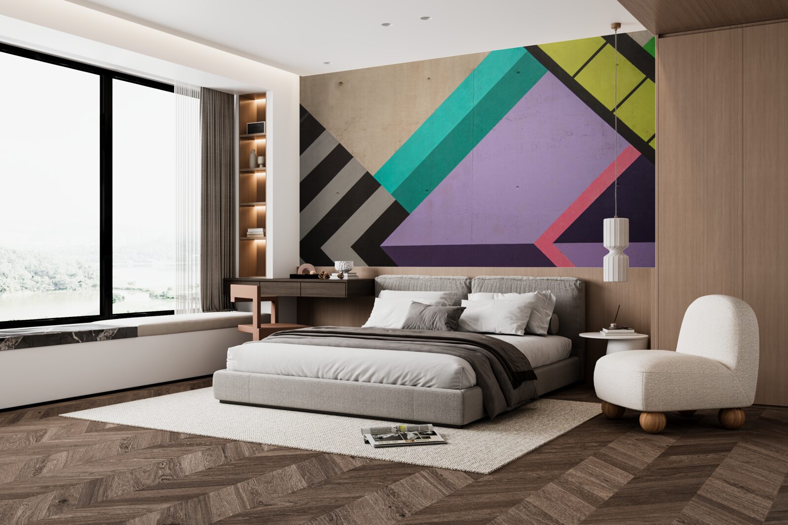 Fototapet dreptunghiuri colorate sunt afișate în oglindă