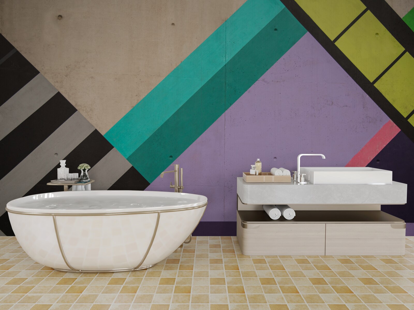 Fototapet dreptunghiuri colorate sunt afișate în oglindă