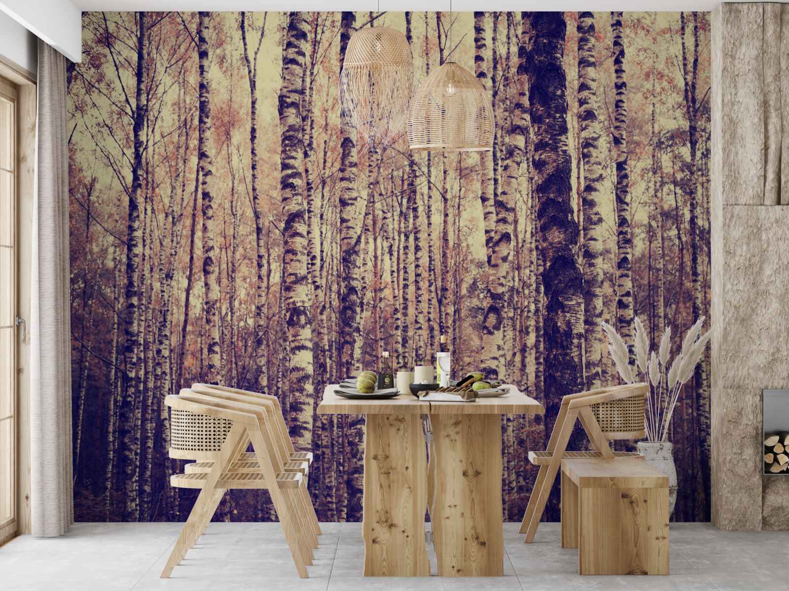 Fototapet elegant birch grove