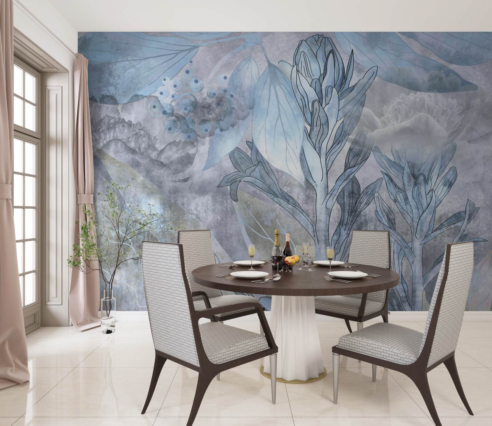 Fototapet muguri între frunze în zori