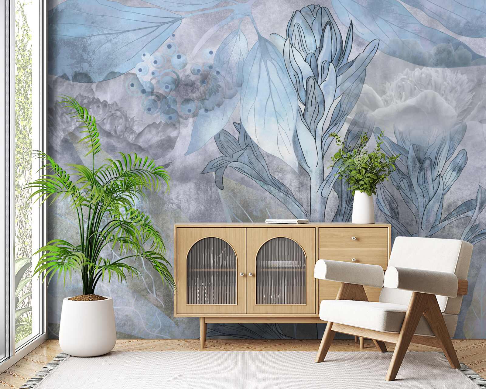 Fototapet muguri între frunze în zori