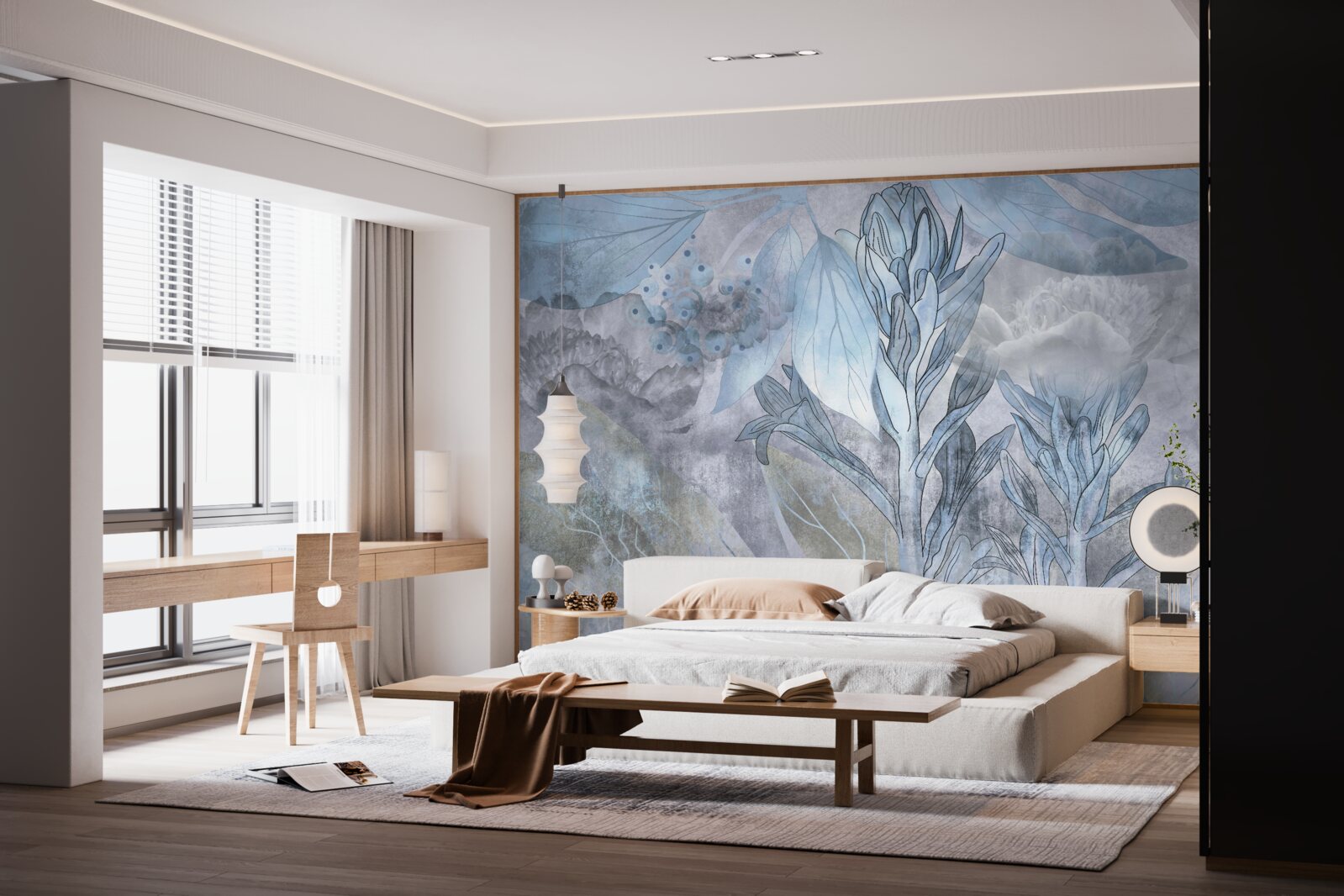 Fototapet muguri între frunze în zori