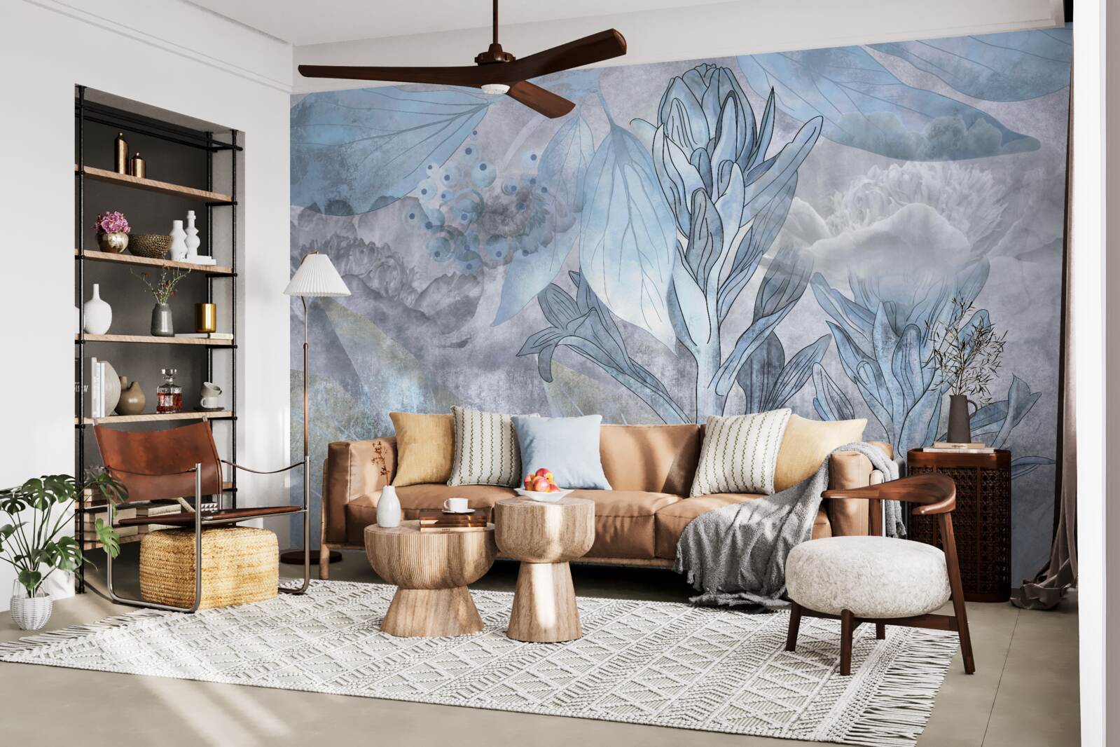 Fototapet muguri între frunze în zori