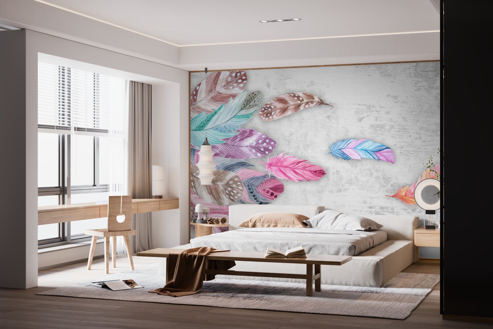 Fototapet pene în nuanțe de lumină blândă