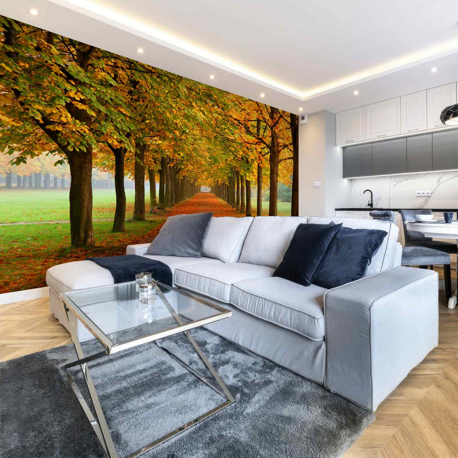 Fototapet cărare nesfârșită de toamnă