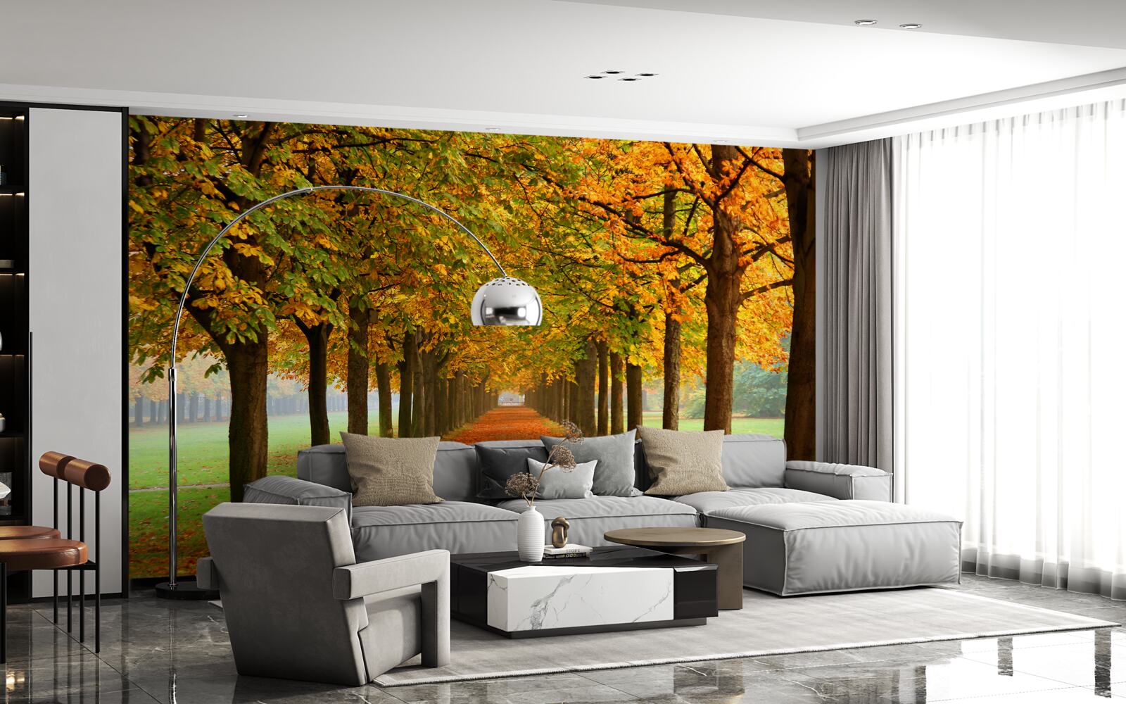 Fototapet cărare nesfârșită de toamnă