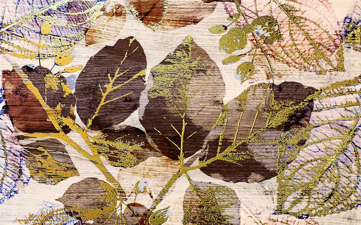 Fototapet frunze de toamnă cu o nuanță aurie