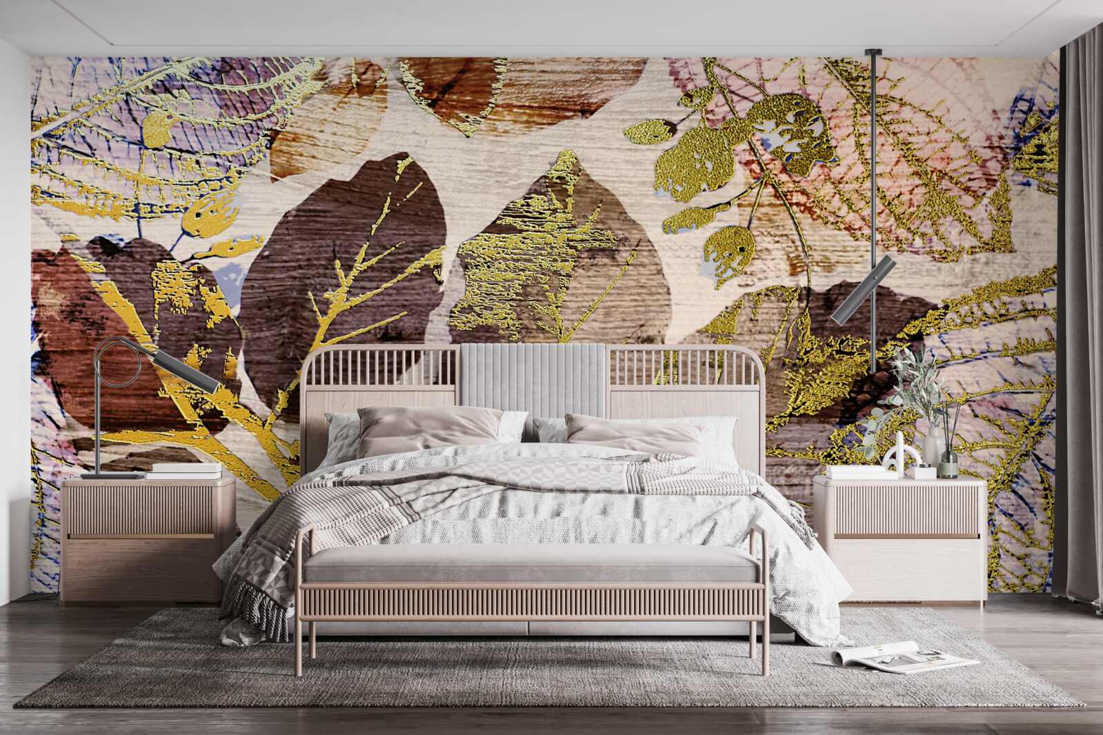 Fototapet frunze de toamnă cu o nuanță aurie