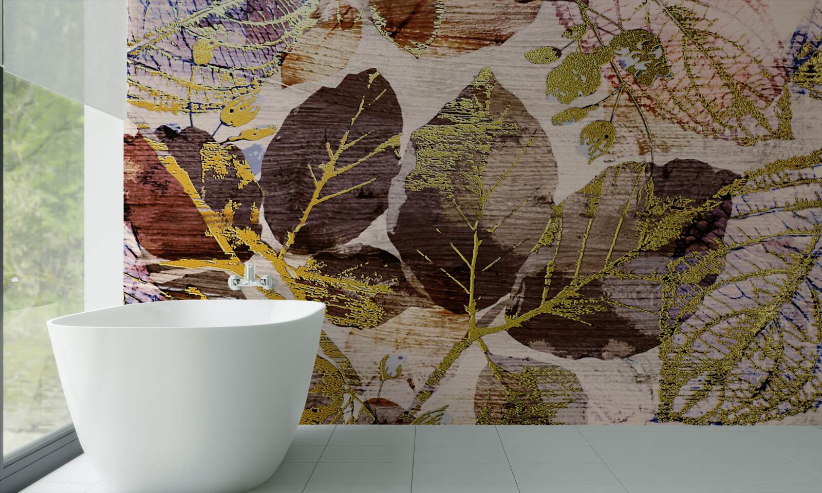 Fototapet frunze de toamnă cu o nuanță aurie