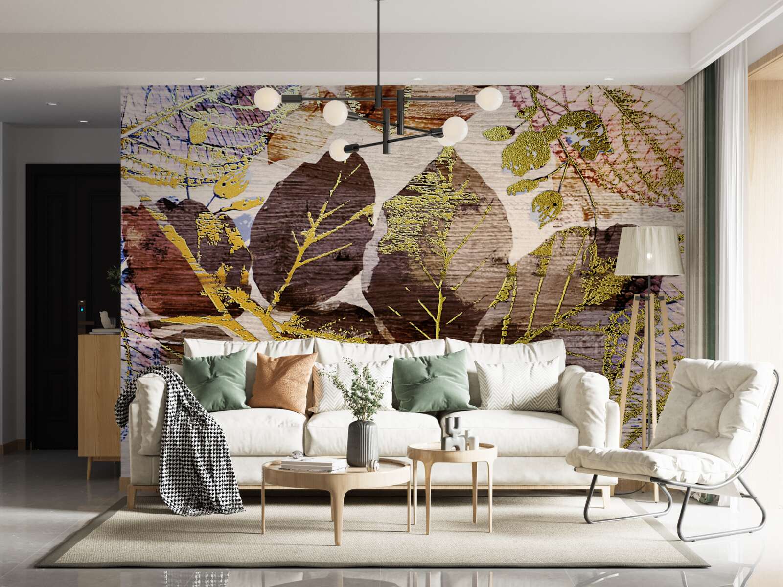 Fototapet frunze de toamnă cu o nuanță aurie