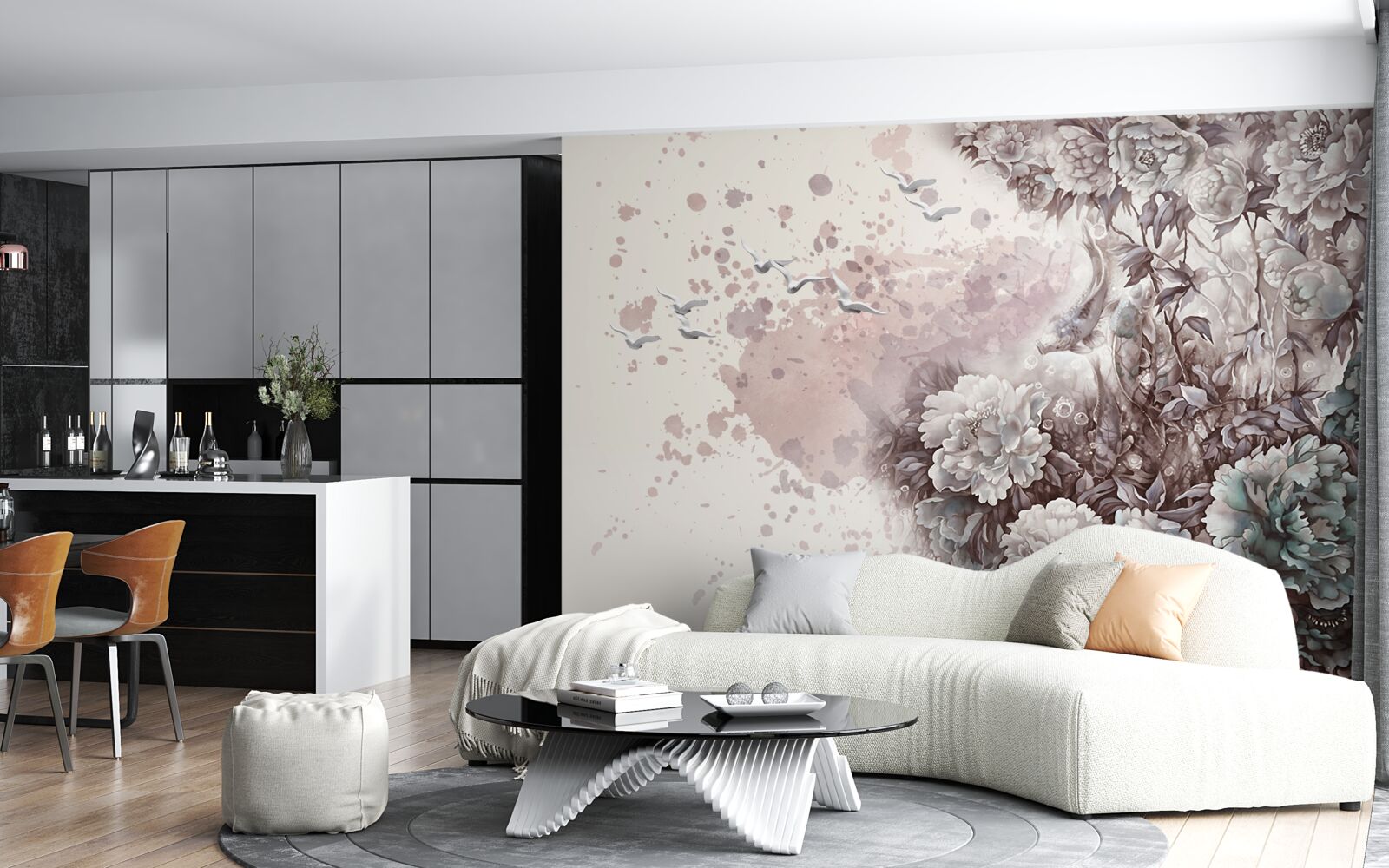 Fototapet plantele înflorite flutură în rafalele de vânt