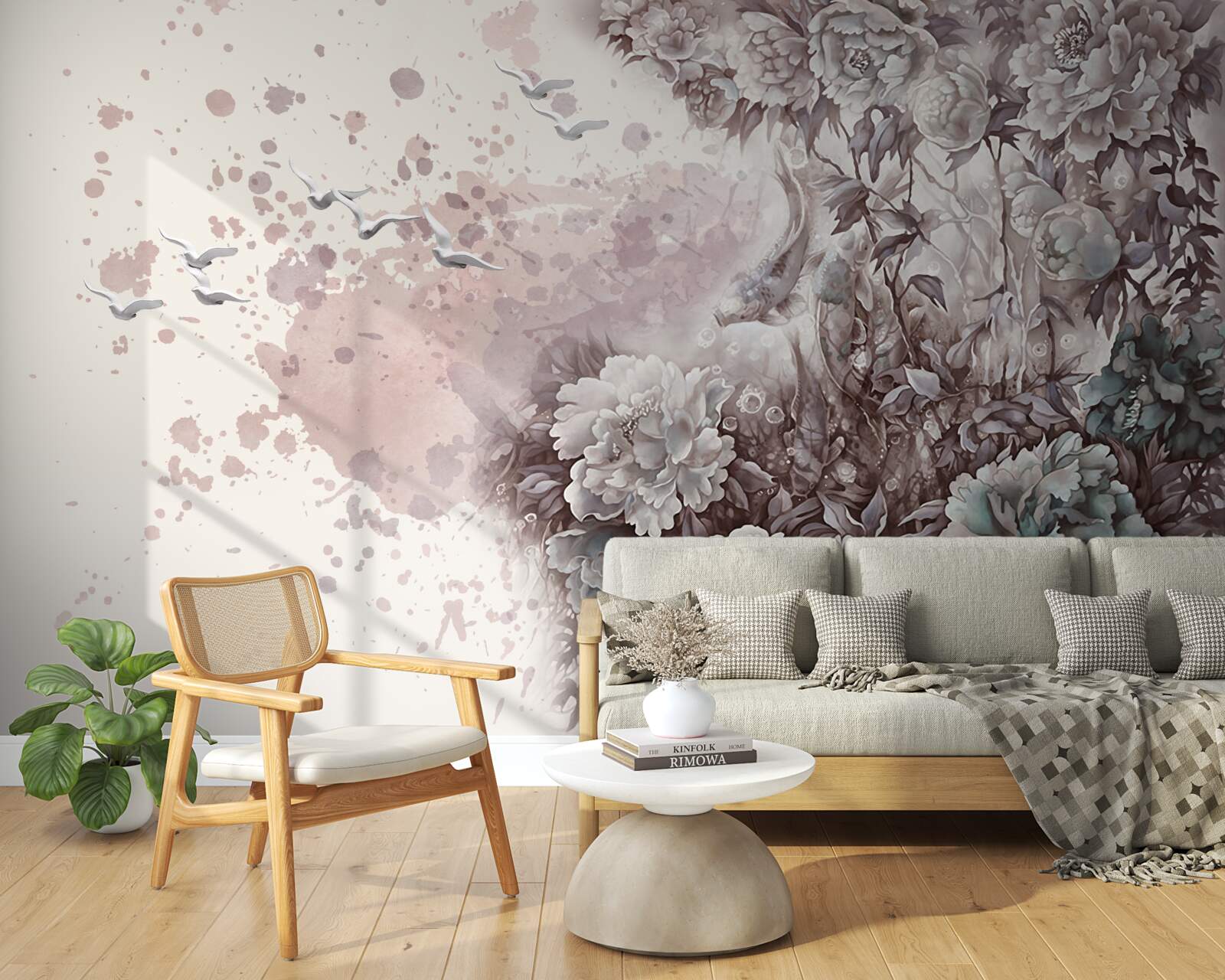 Fototapet plantele înflorite flutură în rafalele de vânt