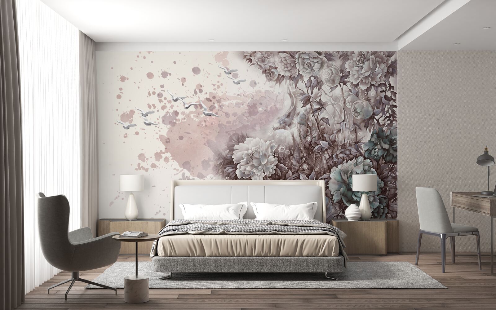 Fototapet plantele înflorite flutură în rafalele de vânt