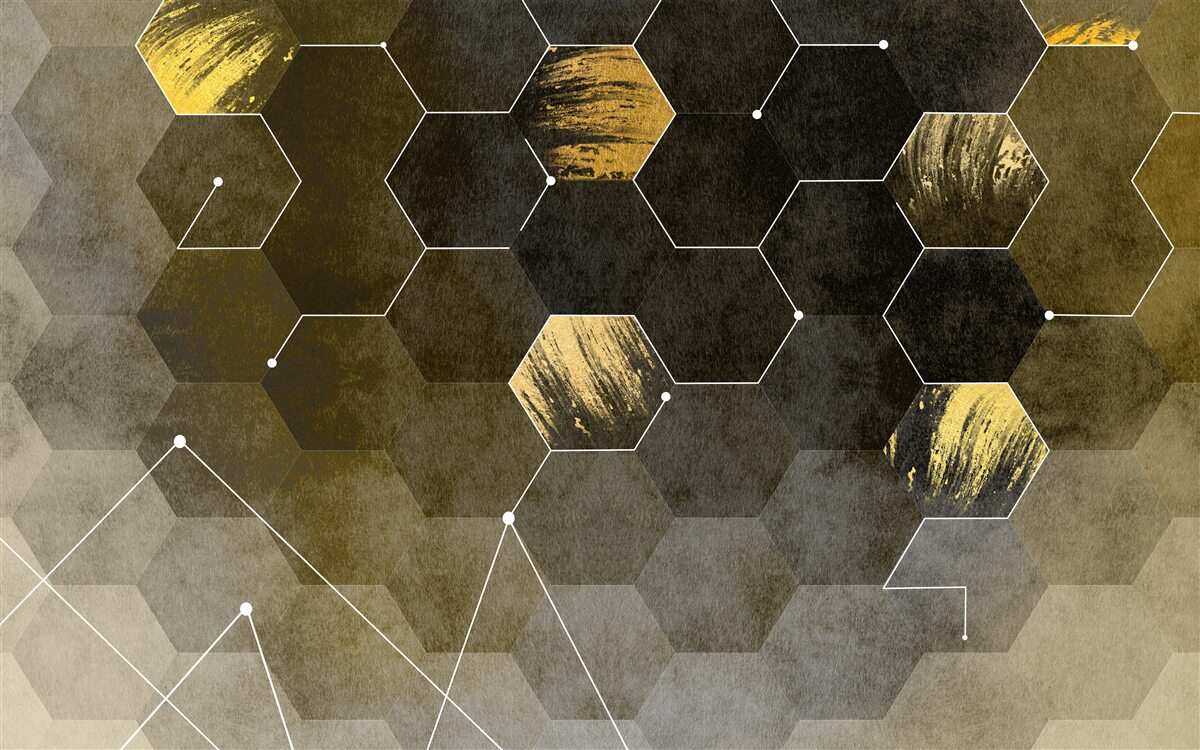 Fototapet păsări aurii pe cerul nopții