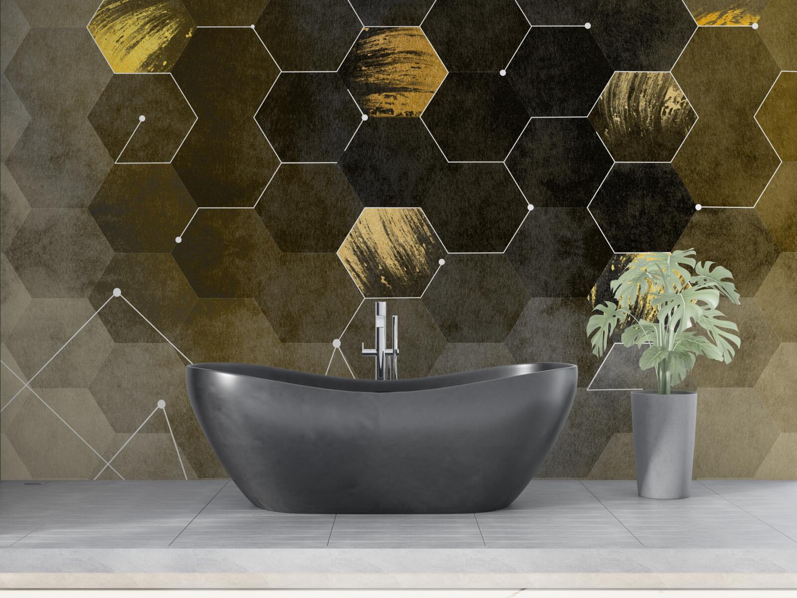 Fototapet păsări aurii pe cerul nopții