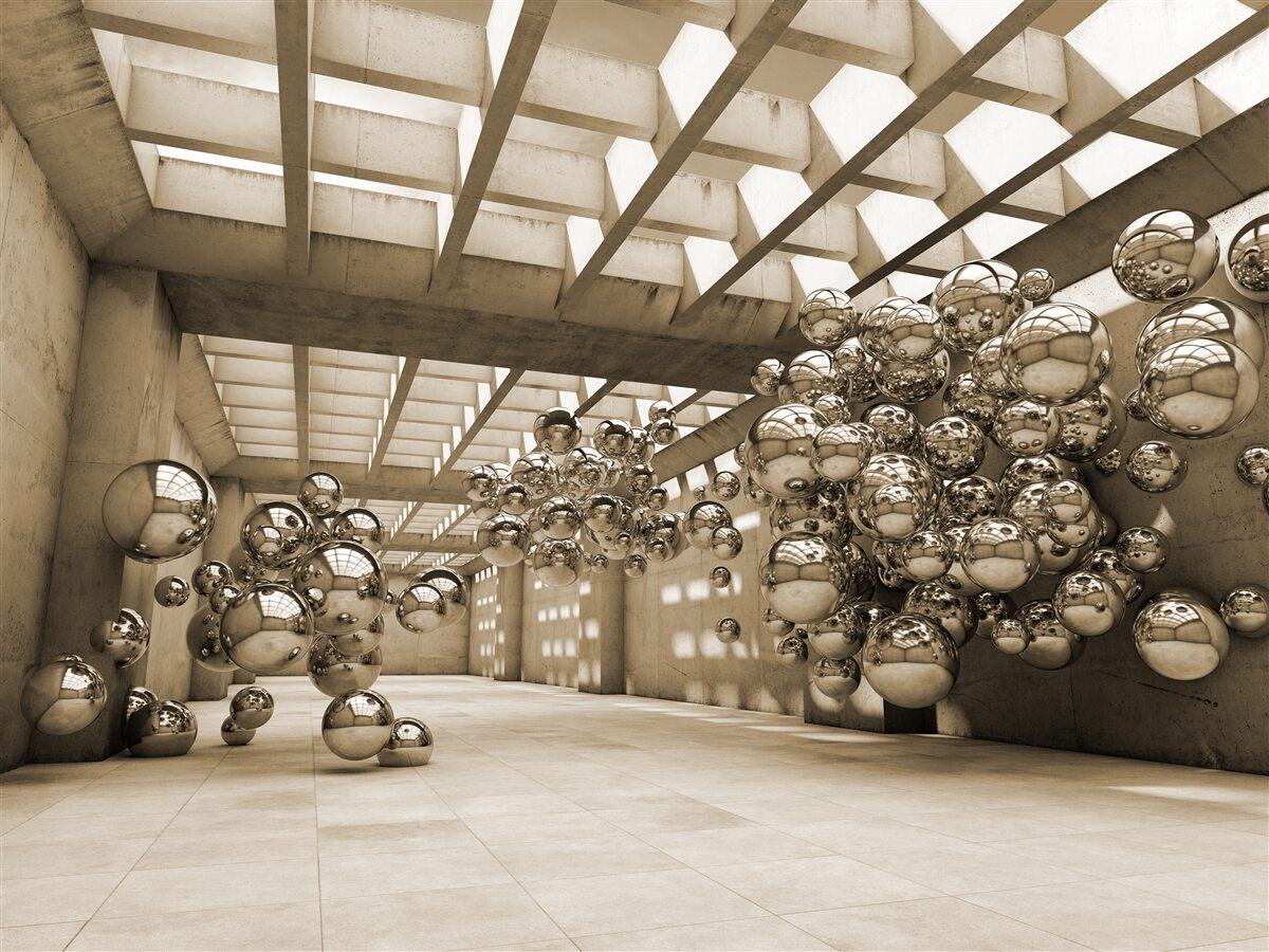 Fototapet cameră cu bile maro