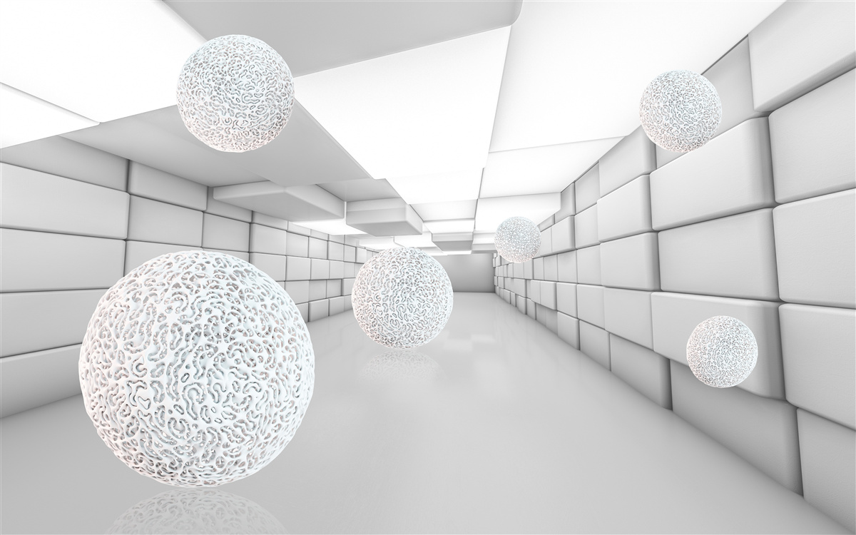 Fototapet tunelurile dreptunghiulare sunt umplute cu bile transparente