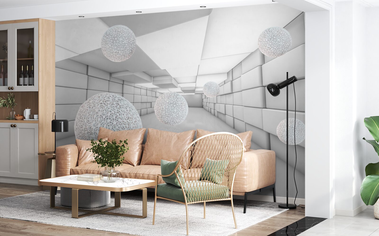 Fototapet tunelurile dreptunghiulare sunt umplute cu bile transparente