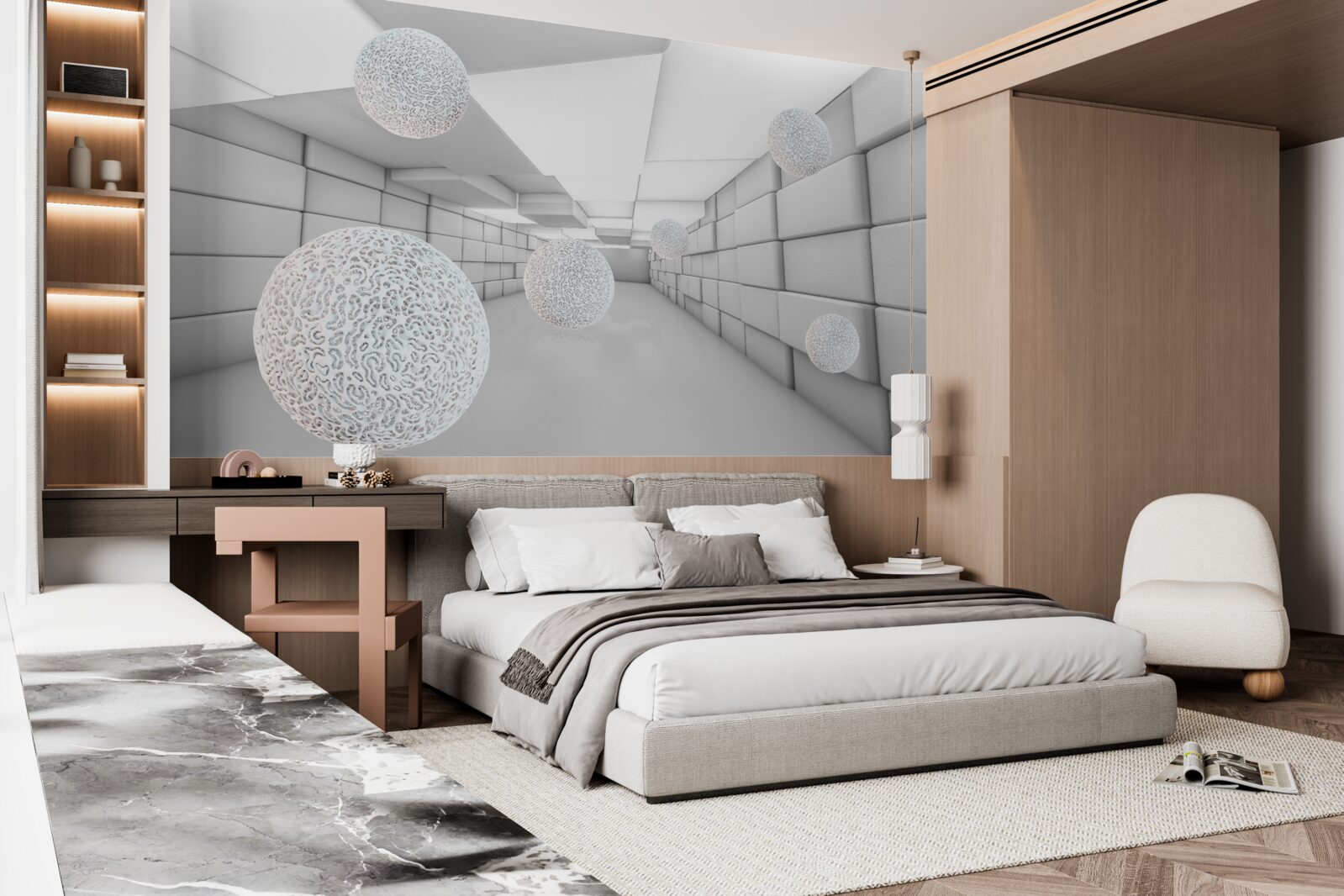 Fototapet tunelurile dreptunghiulare sunt umplute cu bile transparente