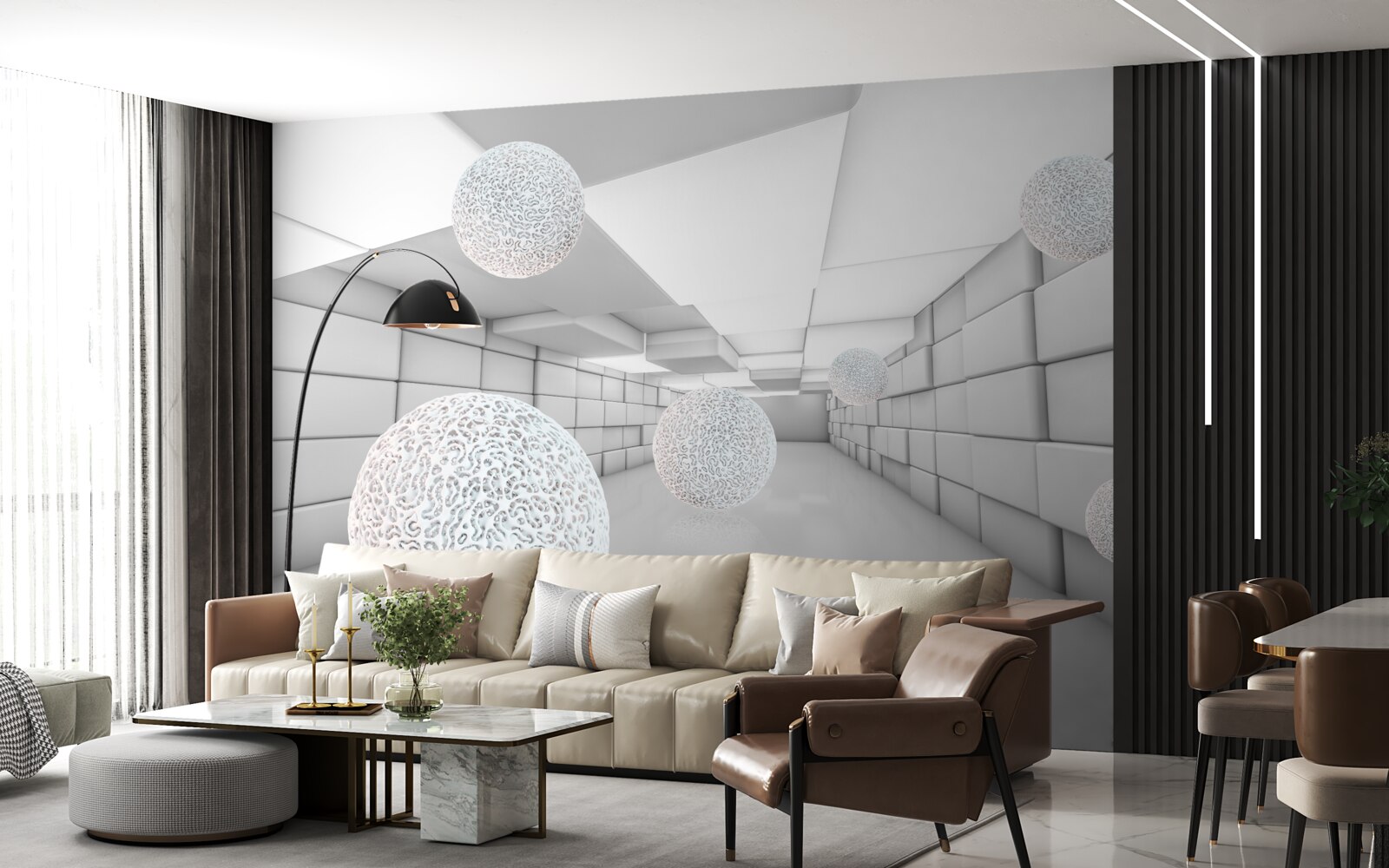 Fototapet tunelurile dreptunghiulare sunt umplute cu bile transparente